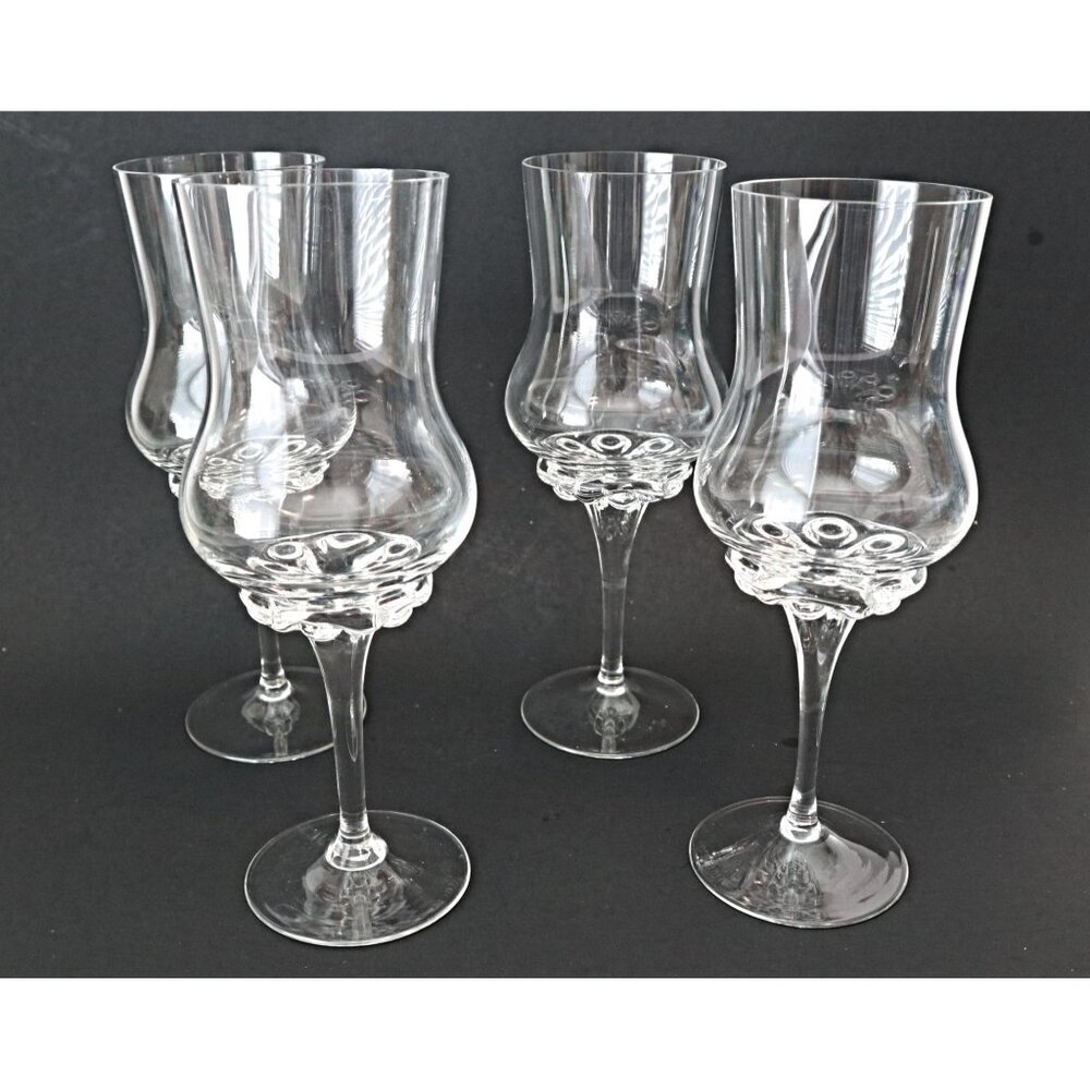 4 Vintage Lobe & Dot 7 oz Grappa/Liqueur Glasses Hand Blown Barware